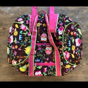 N. Gil Owl Tote Bag Overnight Weekender Zip Top